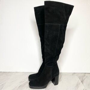 Free People Echo Black Suede Heeled Tall Boot 37